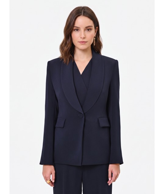 Rinascimento Crepe Single-Breasted Pinstriped Studio Jacket