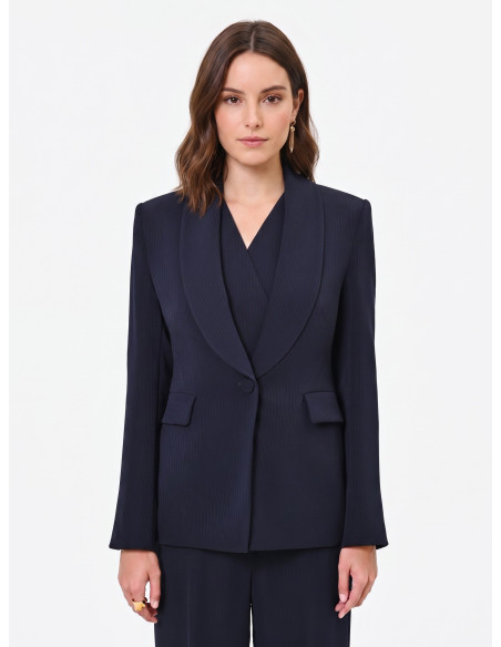 Rinascimento Crepe Single-Breasted Pinstriped Studio Jacket