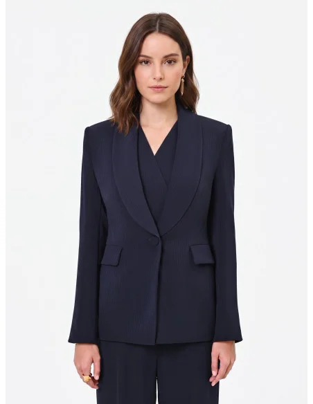 Veste de bureau à une poitrine, à rayures, en crêpe « Rinascimento »