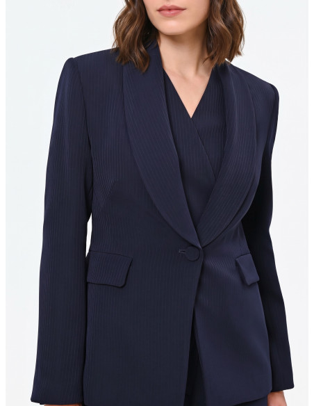 Rinascimento Crepe Single-Breasted Pinstriped Studio Jacket