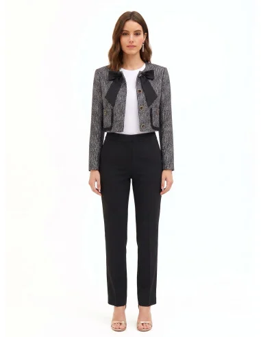 Short Tweed Jacket with Bow and Straps by Rinascimento