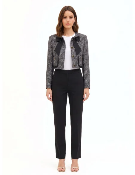 Veste courte en tweed avec nœud et épaulettes « Rinascimento »
