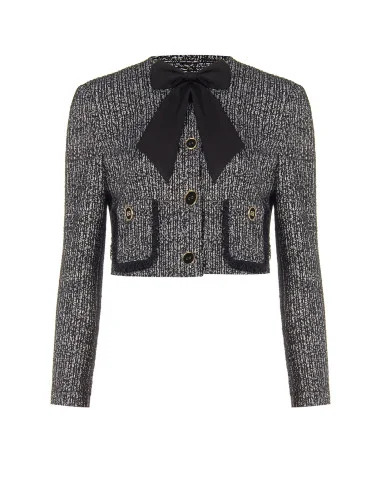 Giacca Corta In Tweed Con Fiocco E Spalline Rinascimento