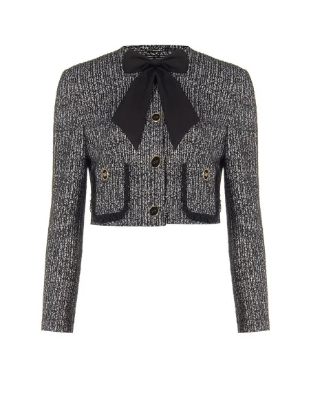 Giacca Corta In Tweed Con Fiocco E Spalline Rinascimento