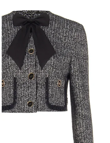 Giacca Corta In Tweed Con Fiocco E Spalline Rinascimento