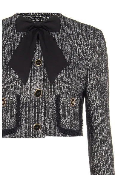 Short Tweed Jacket with Bow and Straps by Rinascimento