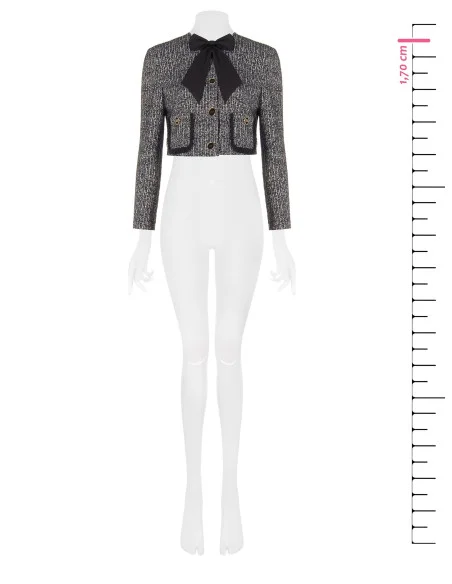 Giacca Corta In Tweed Con Fiocco E Spalline Rinascimento