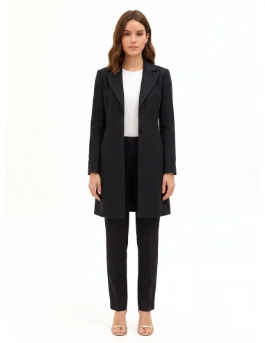 Manteau mi-long cintré en drap avec revers de style Rinascimento