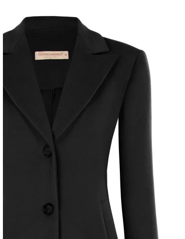 Mid-length, fitted wool coat with a Rinascimento-style lapel