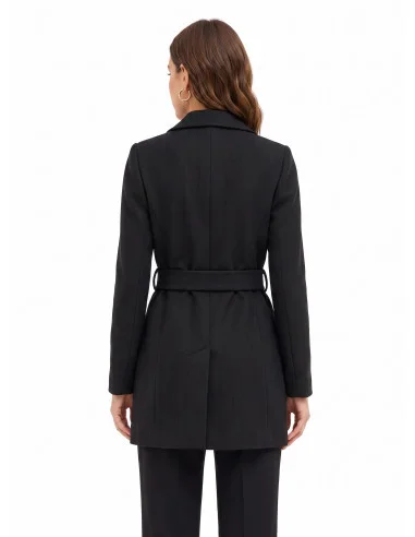 Manteau en laine, coupe droite, avec ceinture assortie, collection « Rinascimento »