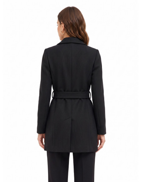 Manteau en laine, coupe droite, avec ceinture assortie, collection « Rinascimento »