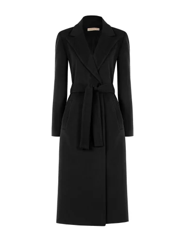 Manteau en laine, coupe droite, avec ceinture assortie, collection « Rinascimento »