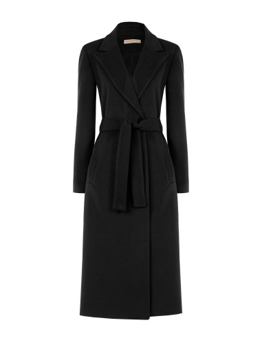 Straight-cut wool coat with matching belt – Rinascimento collection