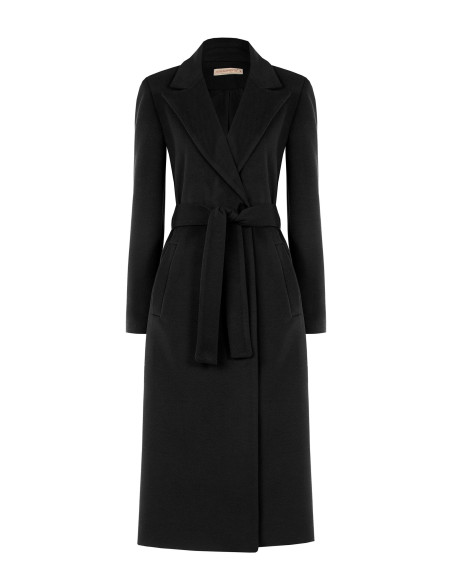 Straight-cut wool coat with matching belt – Rinascimento collection