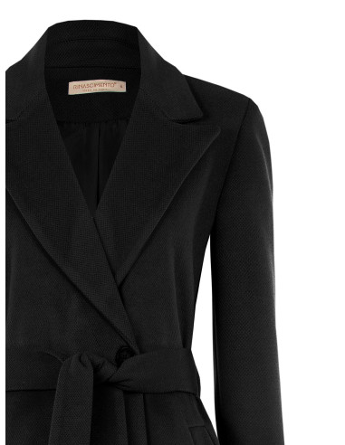 Manteau en laine, coupe droite, avec ceinture assortie, collection « Rinascimento »