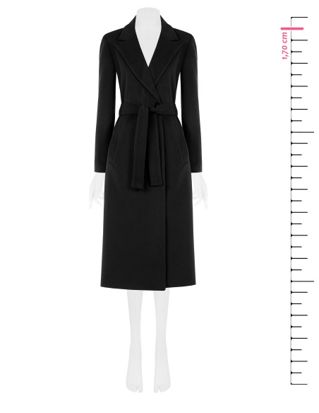 Straight-cut wool coat with matching belt – Rinascimento collection