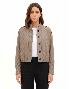 Rinascimento Micro-Chequered Bomber Jacket with Epaulettes
