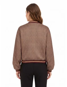 Renascimento Checked Polyviscose Bomber Jacket with Zip and Ribbed Trims 2