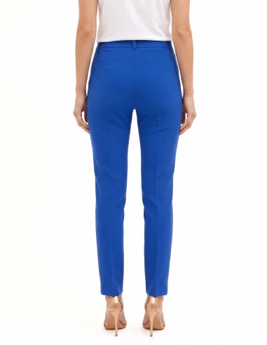 Cigarette-style trousers in technical fabric with a Rinascimento logo button