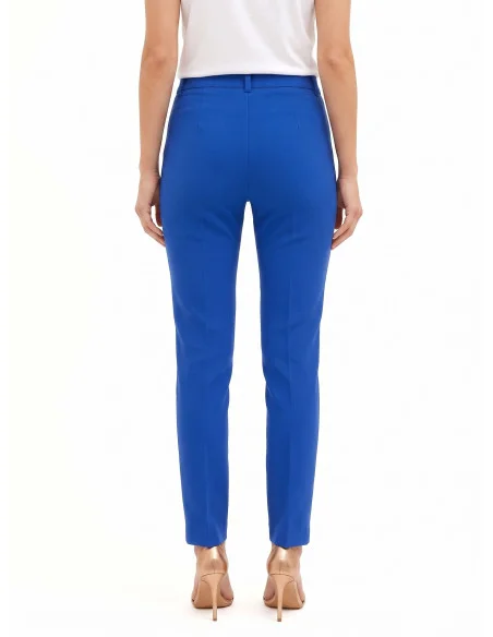 Cigarette-style trousers in technical fabric with a Rinascimento logo button