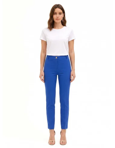 Pantaloni A Sigaretta In Tessuto Tecnico Con Bottone Logo Rinascimento