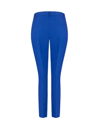 Cigarette-style trousers in technical fabric with a Rinascimento logo button