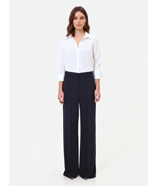 Pantaloni Studio Palazzo Gessati In Crepe Rinascimento