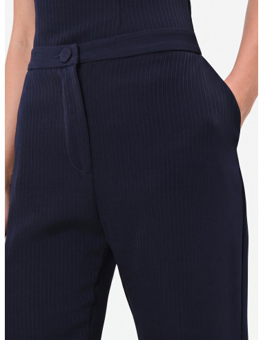 Pantalon droit à rayures Studio, en crêpe Rinascimento