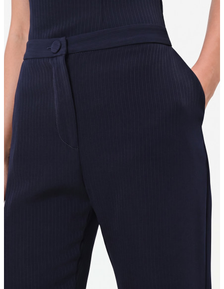 Pantaloni Studio Dritti Gessati In Crepe Rinascimento