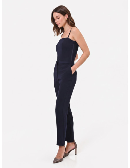 Pantalon droit à rayures Studio, en crêpe Rinascimento