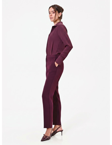 Pantaloni Studio Dritti Gessati In Crepe Rinascimento