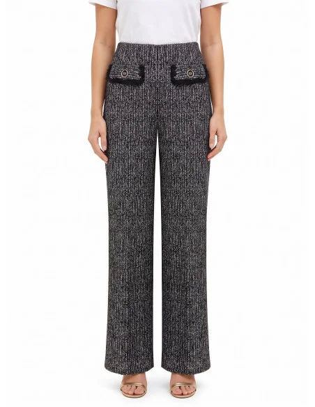 Pantaloni A Gamba Larga In Tweed Rinascimento