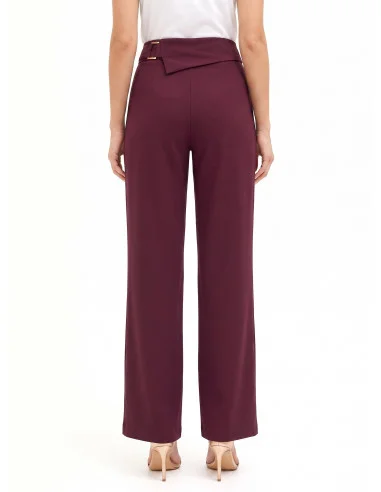 Wide-leg trousers in technical fabric with a turn-up at the waist and a ‘Rinascimento’ buckle
