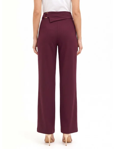 Wide-leg trousers in technical fabric with a turn-up at the waist and a ‘Rinascimento’ buckle