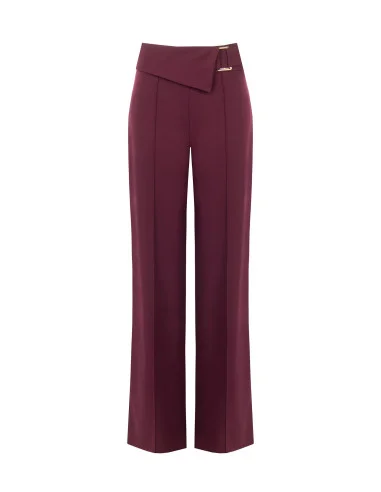 Wide-leg trousers in technical fabric with a turn-up at the waist and a ‘Rinascimento’ buckle
