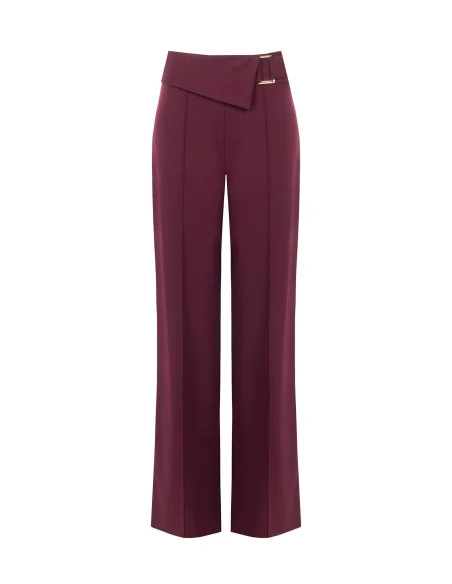 Wide-leg trousers in technical fabric with a turn-up at the waist and a ‘Rinascimento’ buckle
