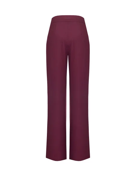 Pantalon à jambes larges en tissu technique, avec revers à la taille et boucle « Rinascimento »