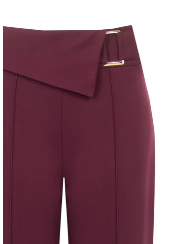 Pantalon à jambes larges en tissu technique, avec revers à la taille et boucle « Rinascimento »