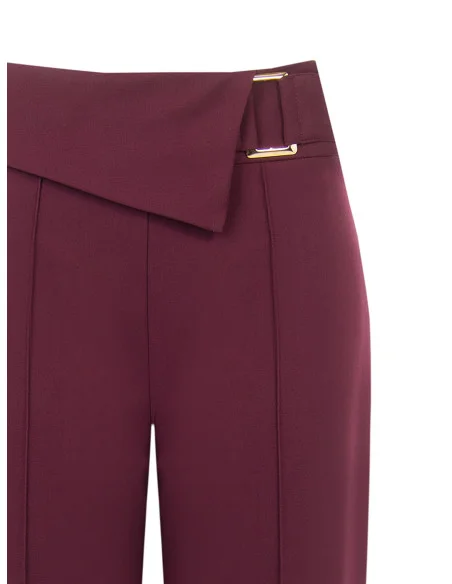 Wide-leg trousers in technical fabric with a turn-up at the waist and a ‘Rinascimento’ buckle