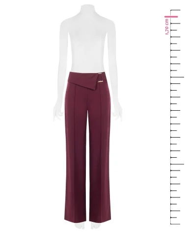 Pantalon à jambes larges en tissu technique, avec revers à la taille et boucle « Rinascimento »