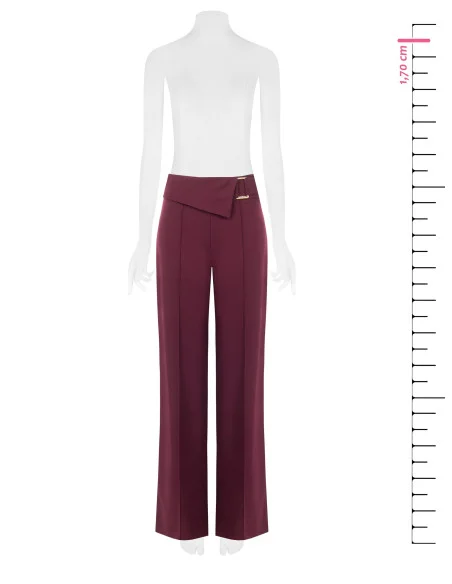 Pantalon à jambes larges en tissu technique, avec revers à la taille et boucle « Rinascimento »