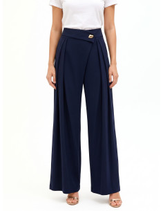 Cadi-fabric palazzo trousers with a turned-up waistband and ‘Rinascimento’ jewelled detail