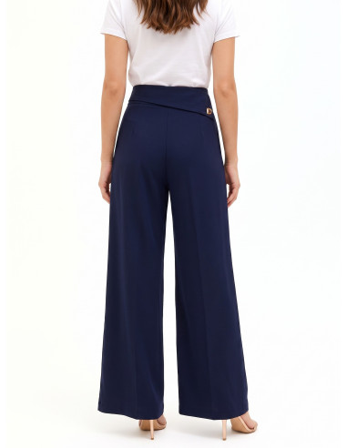 Cadi-fabric palazzo trousers with a turned-up waistband and ‘Rinascimento’ jewelled detail