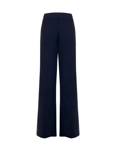 Pantalon palazzo en tissu Cadi, avec revers à la taille et détail « Gioiello Rinascimento »