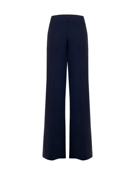 Pantalon palazzo en tissu Cadi, avec revers à la taille et détail « Gioiello Rinascimento »