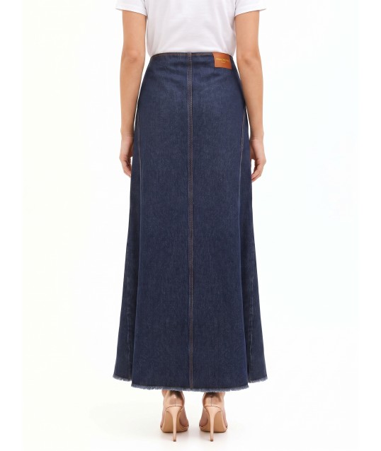 Gonna Lunga In Denim Lavaggio Zero Con Spacco Frontale Rinascimento