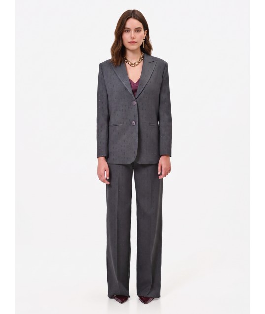 Giacca Blazer In Poliviscosa Con Strass Rinascimento