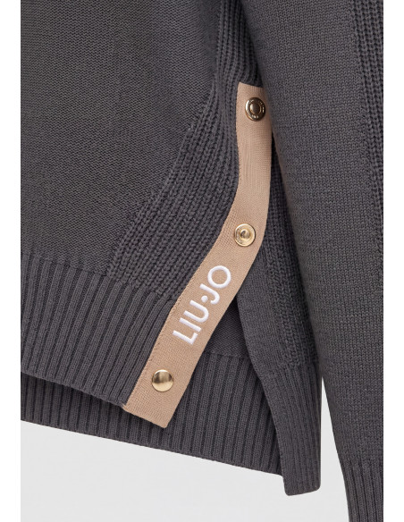 Wool-Blend Turtleneck with Buttons Liu Jo