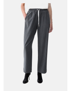 Pantaloni Gessati Con Inserto In Pizzo Liu Jo