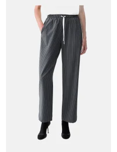 Pantaloni Gessati Con Inserto In Pizzo Liu Jo